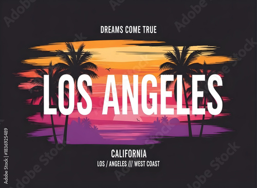 Los angeles california palm tree sunset