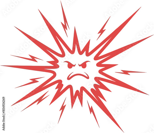 Furious face exploding with anger and frustration, representing intense emotion