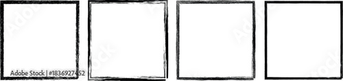 Four rectangular frames with a distressed grungy and textured black border effect