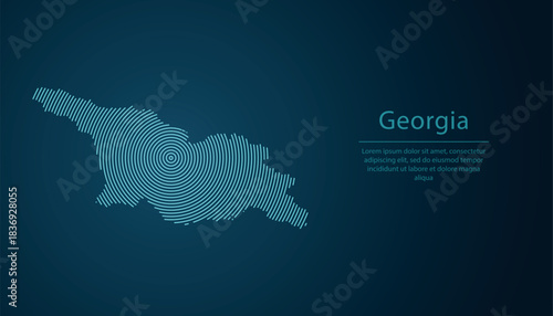 Georgia map contour with abstract circular line pattern