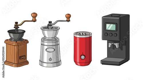 Coffee Grinders Espresso Machine Collection Vintage Hand Grinder to Modern Automatic Brewers