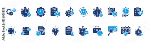 time management icon sheet glyph blue