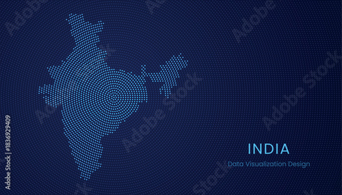 India dotted digital map for data visualization design
