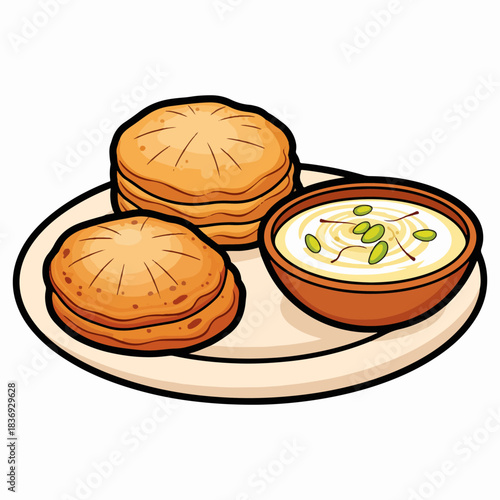 Traditional Indian Flatbread and Sweet Dessert Plate