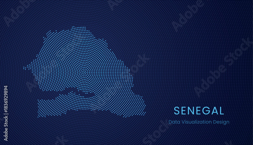 Senegal dotted digital map for data visualization design