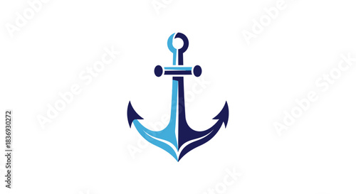 Stylized Blue and Teal Anchor Logo Design on White Background.