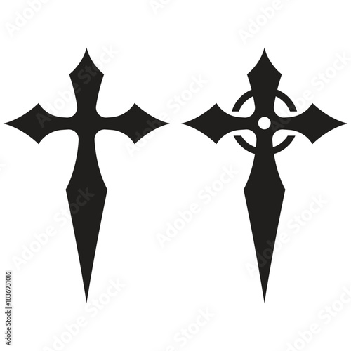 Gothic Cross Symbol Silhouette Vector Illustration