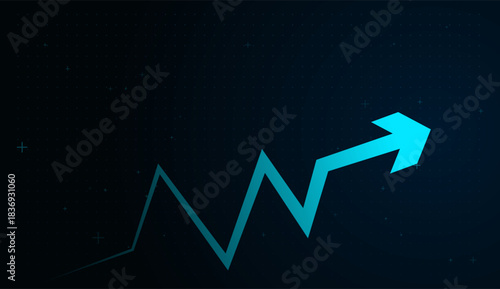 The Abstract blue arrow trend advance moves through digital space, reflecting modernization and data-driven strategy Chart design of Vector illustration