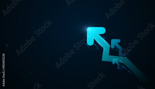 The Dynamic neon arrows Pointing backward, A groups of back directed pointing Arrows Elements for business and technology sucess expansion and strong financial performance