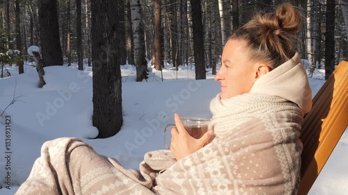 Peaceful solitude in snowy landscape reflects deep connection with nature and mindful calm Winter stillness invites reflection and harmony Nature embraces gentle rest sharing healing power of nature