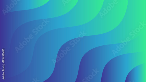 Abstract Gradient Wavy Background With Overlapping Rounded Shapes with Smooth Flow. Vibrant Purple-Blue to Lime Green Fluid Design for Dynamic Digital Art & Branding Presentations