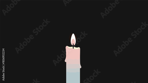 A single lit candle illuminating the darkness with a soft glow.