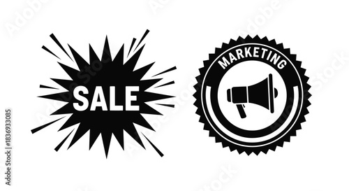 Bold marketing and sale icons for business promotions