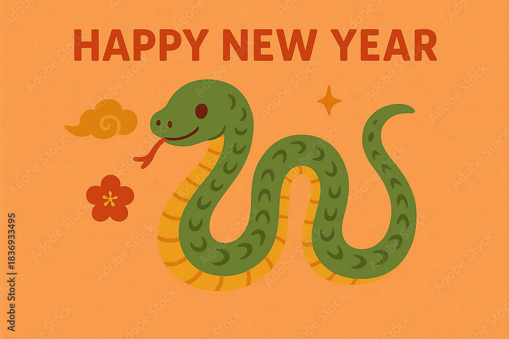 Naklejka premium happy new year snake theme