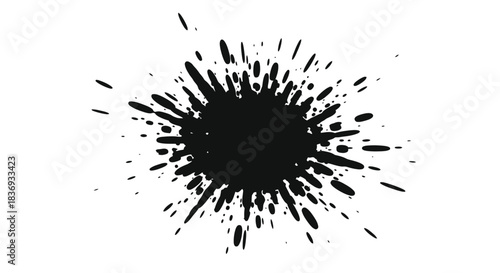 Bold black ink splatter on white background