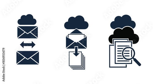 Email communication and document management icons