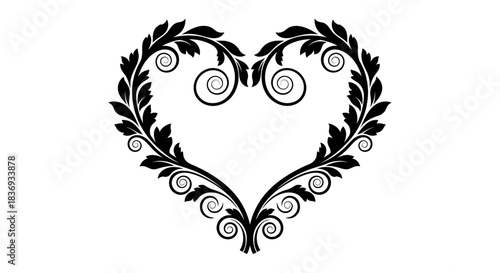 Elegant heart shaped leafy design element
