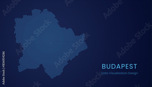 Budapest city dotted digital map for data visualization design