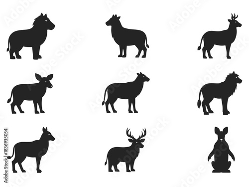 Diverse Animal Shapes in Nature Illustration