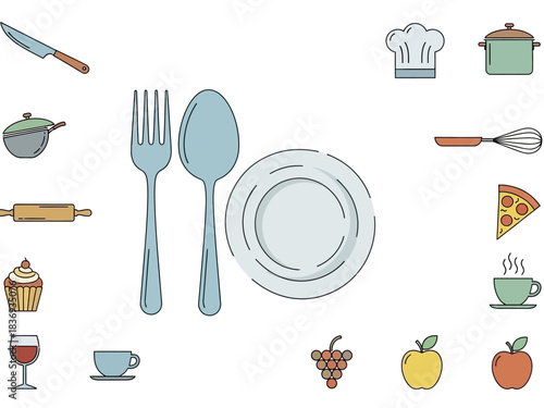 Kitchenware and Cookware Flat Lay Essential Culinary Tools for Home Chefs