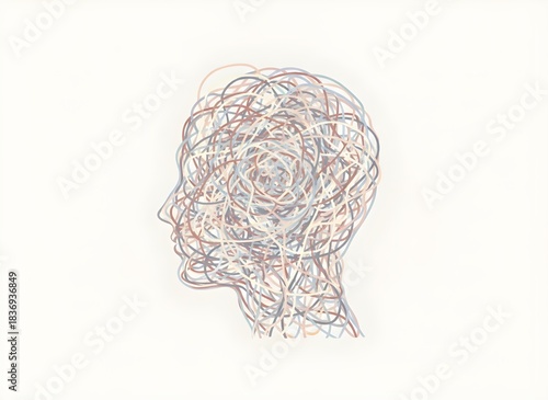 Abstract Brain Line Art Representing Mental Wellness