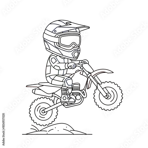 Motocross Rider in Action With Motorcycle, Dynamic Racing Silhouette