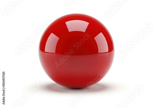 Glossy, vibrant red sphere rests centered upon a clean white surface