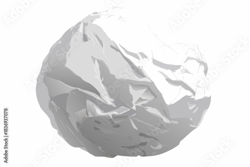 A crumpled ball of paper showcasing textures and shades of gray