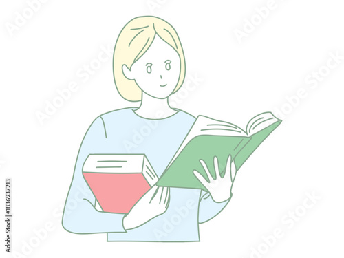 イラスト　本　勉強　学習　挿絵　ベクター