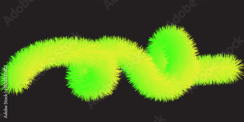 An abstract design features a swirling, flowing shape composed of numerous thin, spiky elements resembling grass.