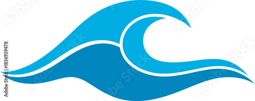 Stylized blue wave graphic with clean lines, symbolizing ocean power and movement.