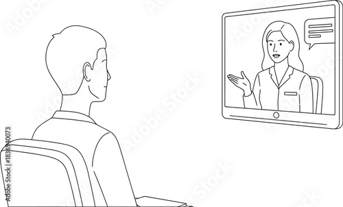 Online meeting or video conference with a woman on screen