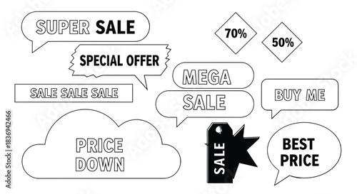 Vibrant sale stickers for business promotions and discounts