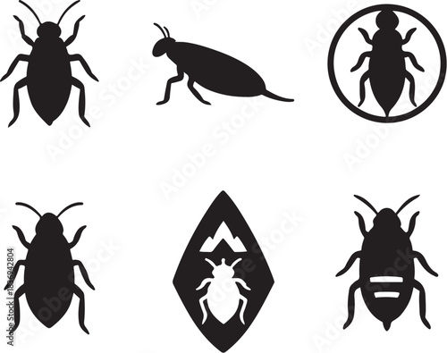 Ground Beetle Silhouette Icon Set.eps