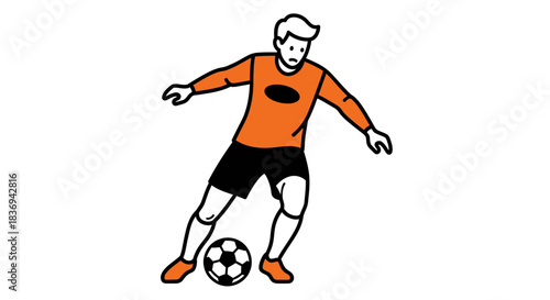Soccer player in action kicking ball