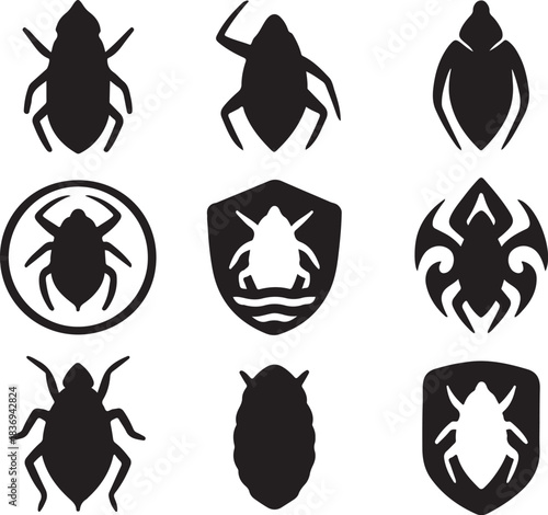 Giant Water Bug Silhouette Icon Set.eps
