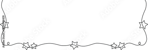 Minimalist hand-drawn stars border with continuous line art frame design Vector