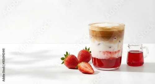 Strawberry Latte Layered Drink