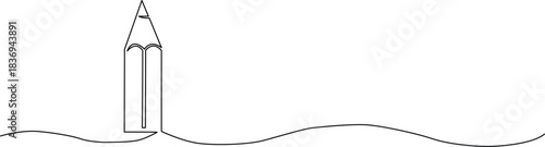 Continuous line drawing of a pencil creating an artistic wavy line illustration Vector