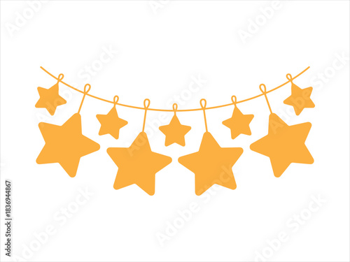 Golden star garland decoration hanging stars party décor celestial theme festive celebration event vector design
