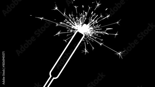 Bright white sparkler igniting with dazzling sparks, festive light celebration. isolated on white background, Vector