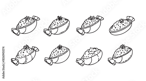 Hand drawn sushi rolls and nigiri assortment sketch style art culinary food collection vector
