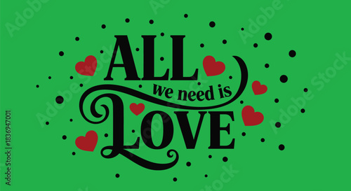 Inspirational quote with hearts and dots on white