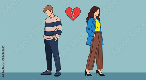 Couple in disagreement with broken heart