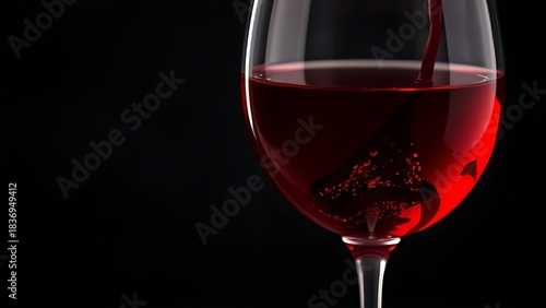 octet. Elegant goblet glass with red wine against dark sophisticated background. bar promotions, beverage menus, designed for product packaging and bar promotions, used by it administrators.