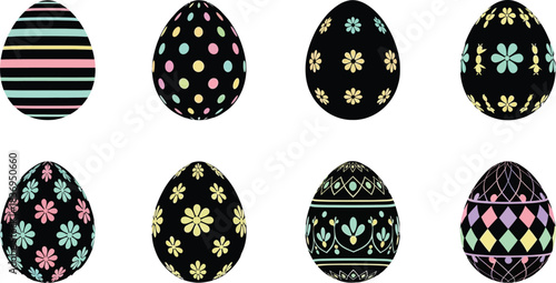 A colorful collection of easter eggs with diverse patterns and designs