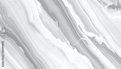 Diagonal Flowing White and Grey Marble Stone Texture with Subtle Veins abstract background