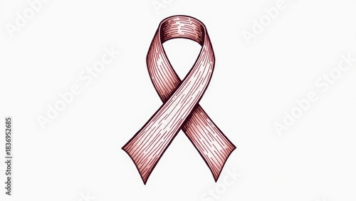 A simple illustration of a pink ribbon against a white background, suitable for use in promotions and designs