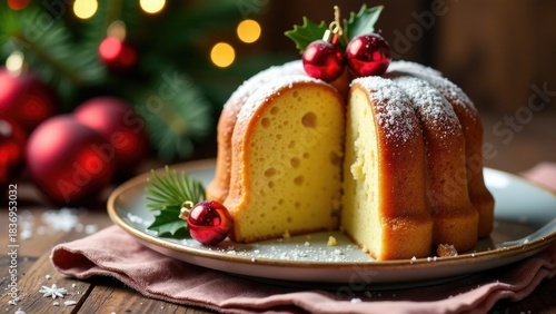 Wallpaper Mural A close-up shot of a bundt cake with a slice cut out, revealing the moist interior Torontodigital.ca