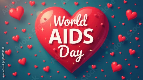 A red heart with the words 'World AIDS Day' written on it, a symbol of support and awareness for the fight against HIV/AIDS